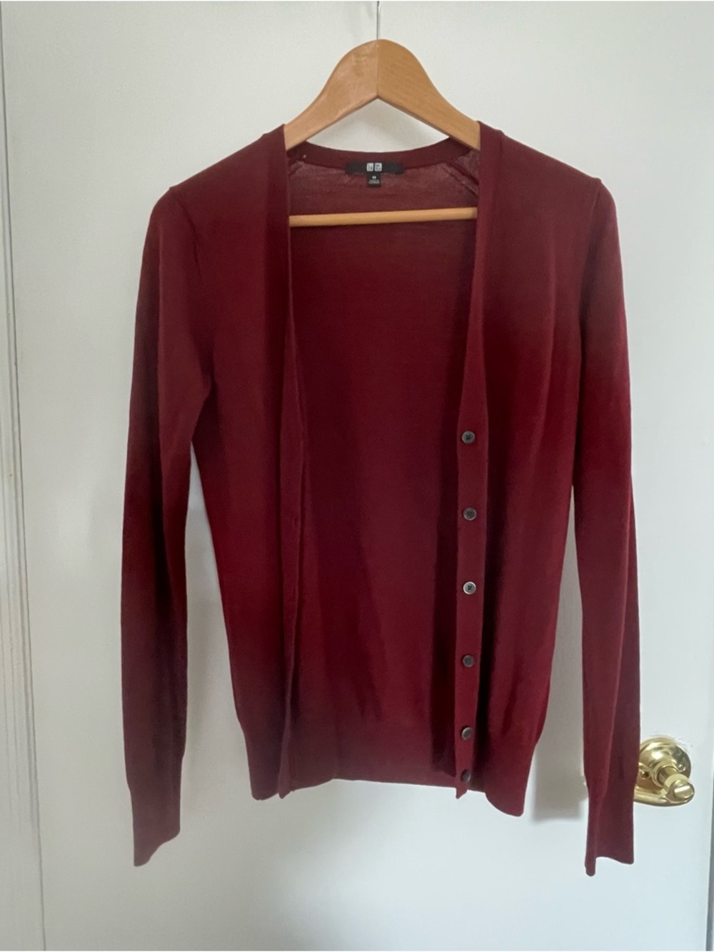 Uniqlo Women's Burgundy Button-Front Lightweight Cardigan